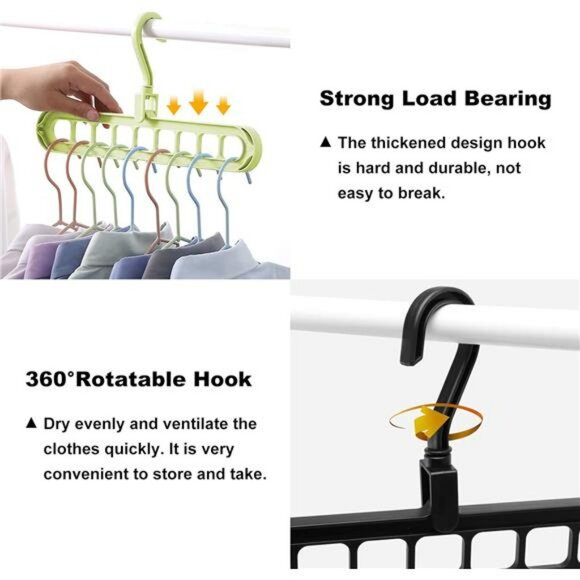 Magic Space Saving Hangers Set of 6 Closet Organizer with 9 Hole Hooks - Picture 5 of 7